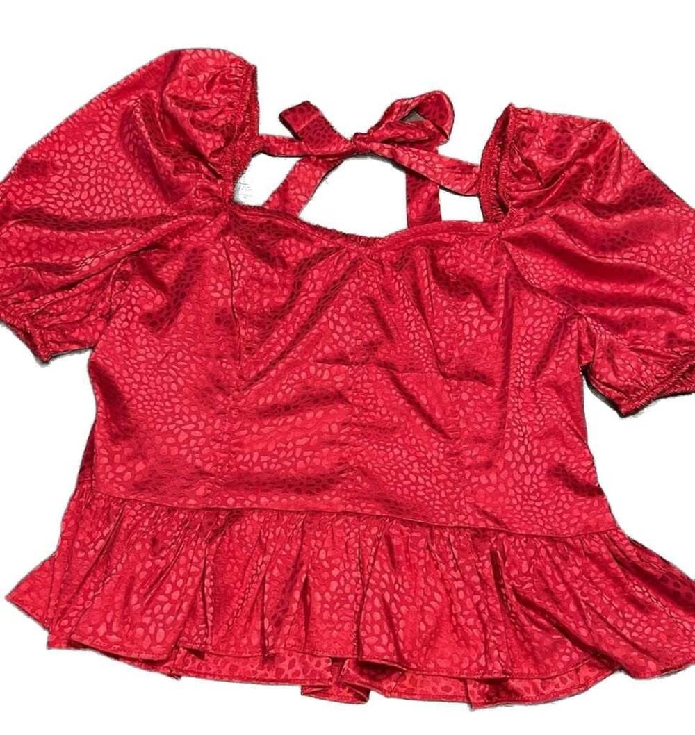 1X Romantic Women Red Ren Fair Fairy coquette Top with Back Tie